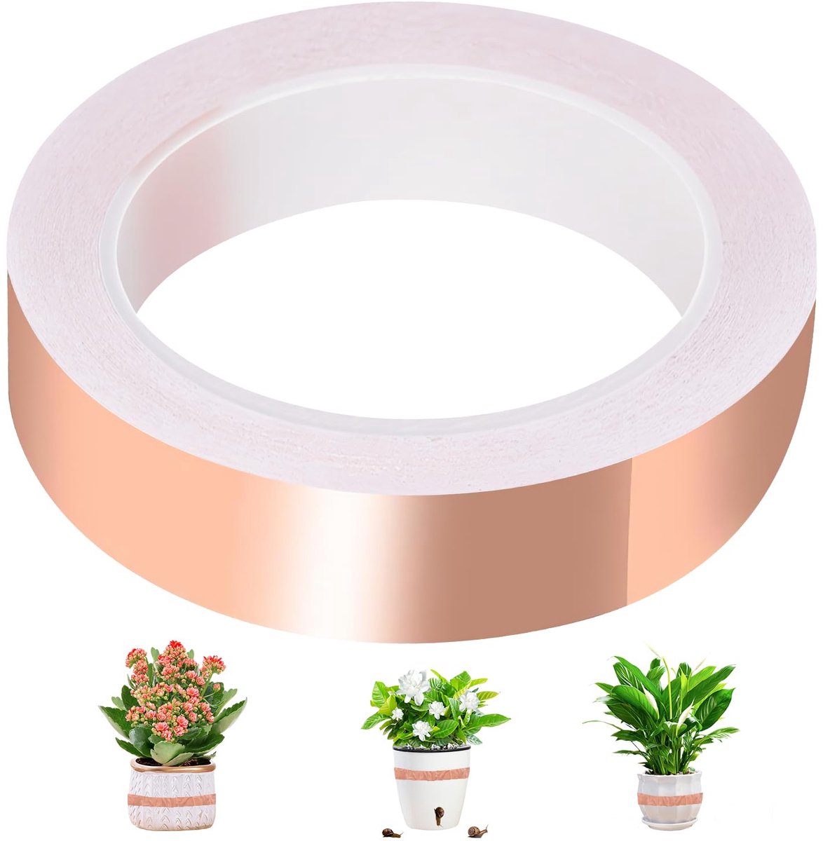 plakband, 30 mm x 25 m, koperen tape, Emi, koperfolie, slakkenafweer