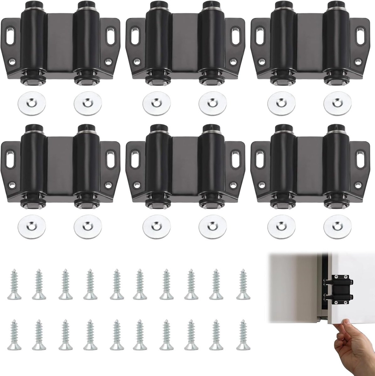 Magnetische Drukdeuropener Set，Deurveermechanisme met Sterke Magneet，6 Deurtrekkers, 12 Metalen Schijven, 20 M416 - ShopVlot