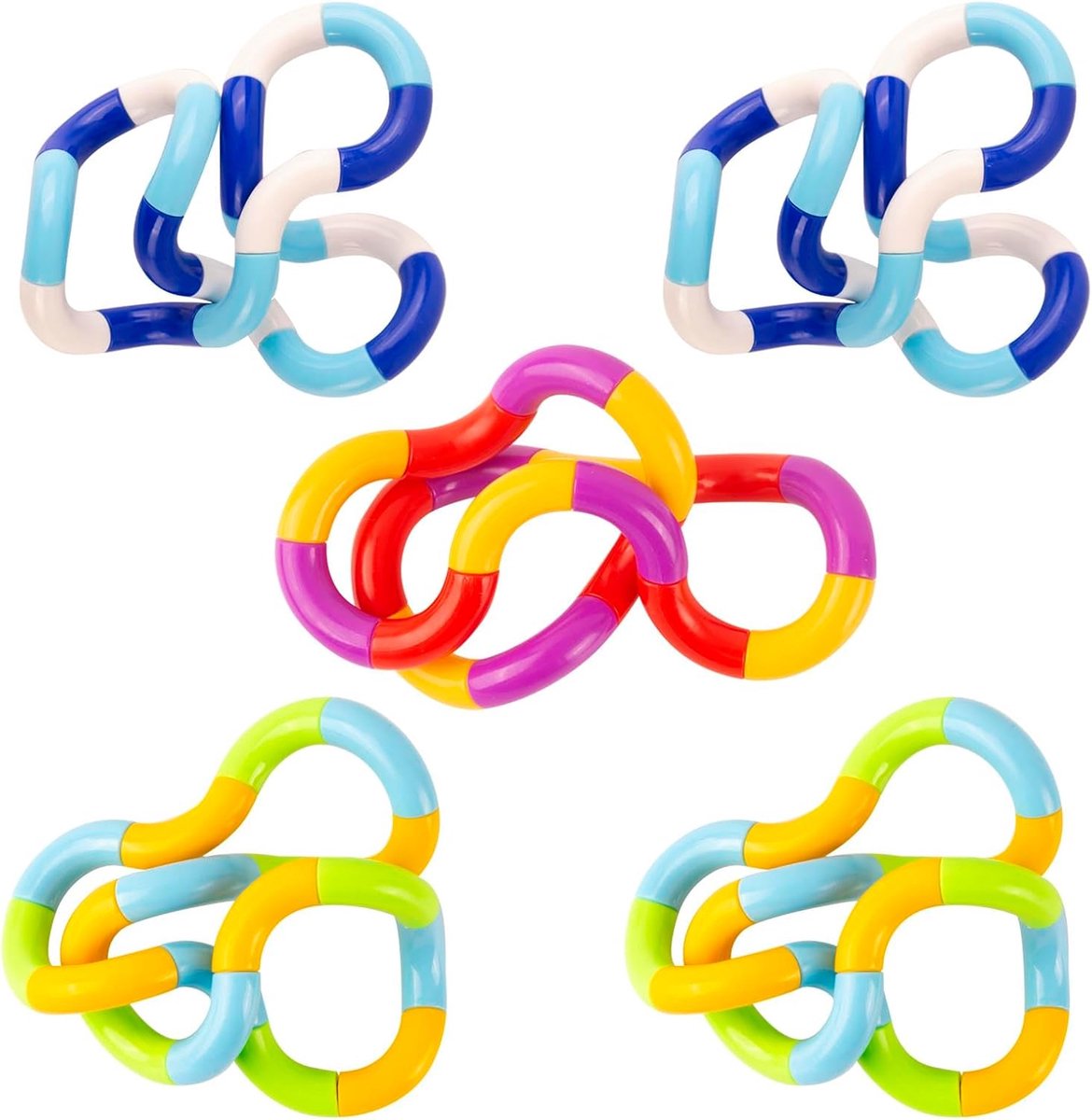 5 stuks Tangle Fidget Toy Twisty Toy Snake Toys Decompressie Stress Relief Stim Silent voor Kinderen en Volwassenen