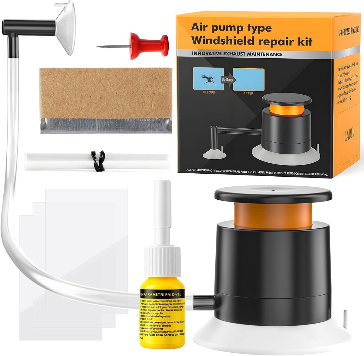 reparatieset voorruit, universele autoruitreparatieset met vacuümpomp, professionele reparatieset voor reparatie van steenslag, zonder uv-lamp