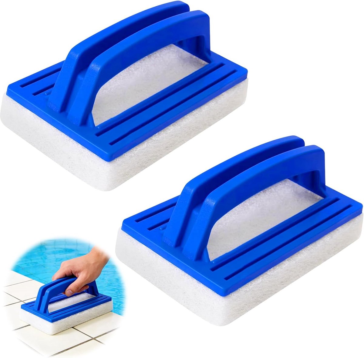 Zwembadsponsborstels, 2 stuks zwembadreinigingsborstel, zwembadborstel met handgreep, zwembadborstel met spons, zwembadaccessoires, reiniging voor tegels, keuken, badkamer