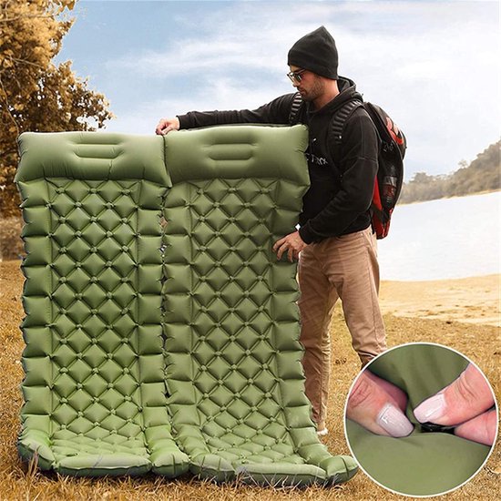 Kampeer Mat - Slaapmat Luchtbed - Outdoor Slapen - Ingebouwde Voetpomp - 192x66x9cm - Blauw — afbeelding 3