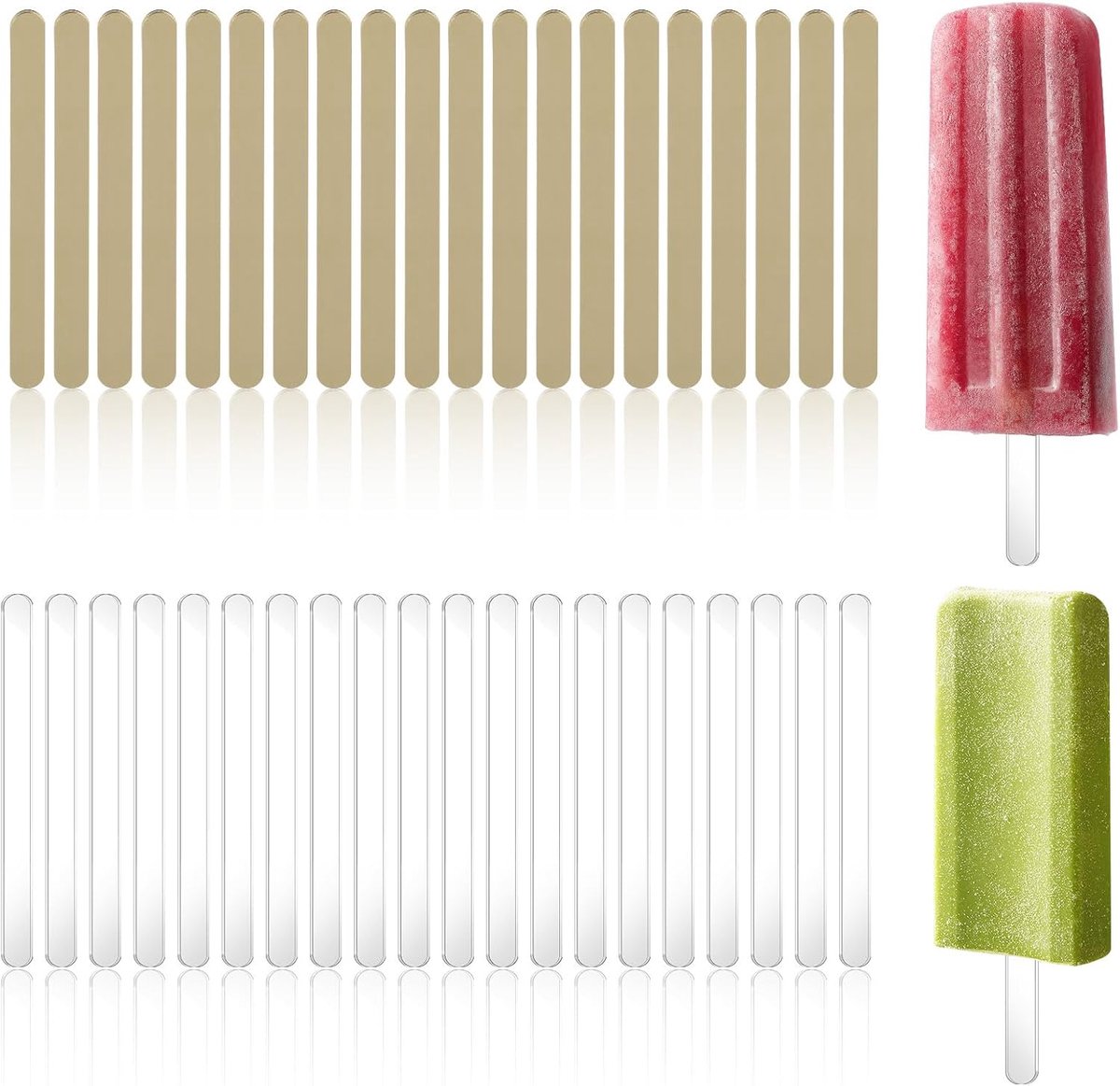 40 stuks herbruikbare acryl ijslollystokjes, 4,33 inch helder gouden