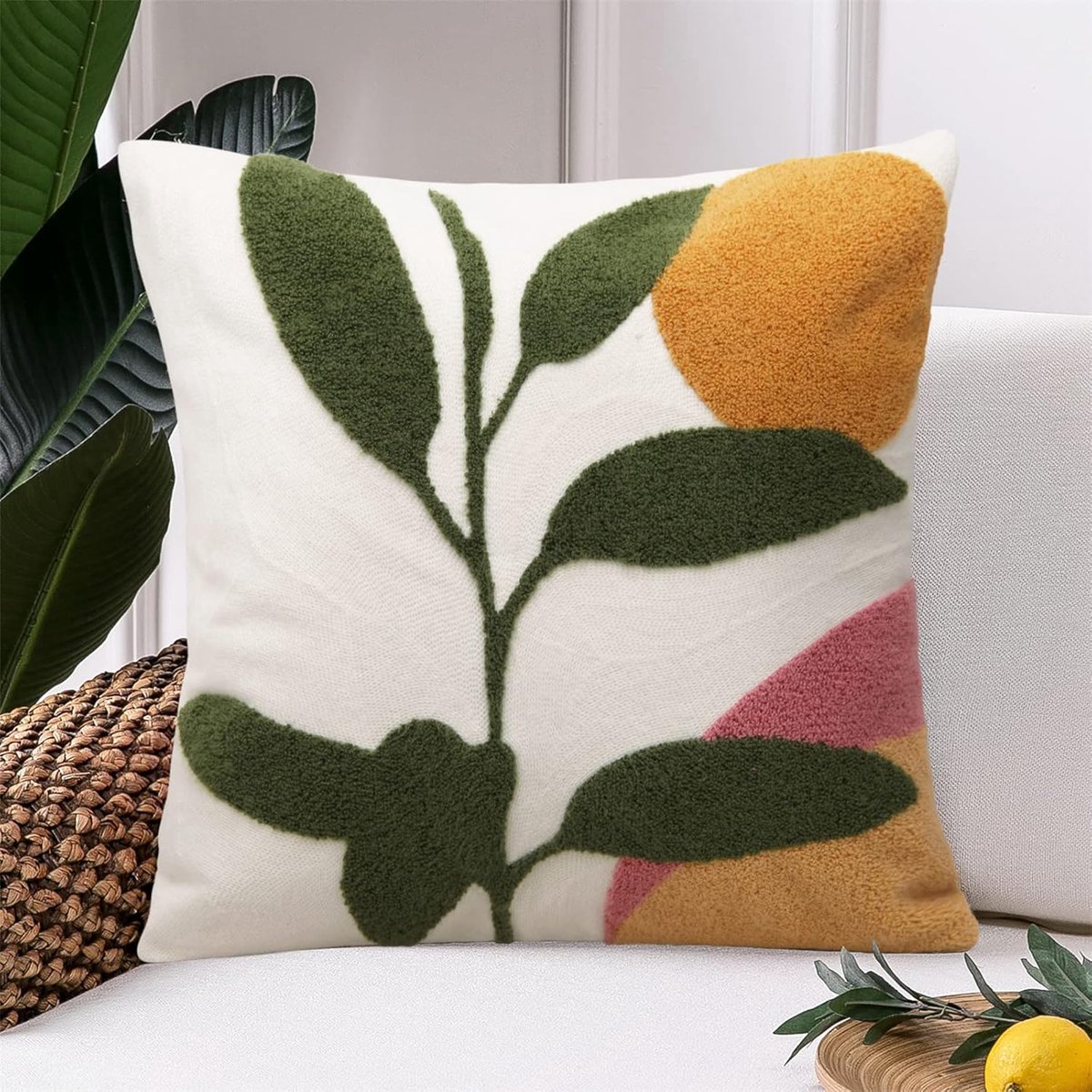 Decoratieve Kussenhoes 18x18 - Boho Abstract Design - Geometrisch Bloemmotief - Perfect voor Bank of Bed - SnelShoppen