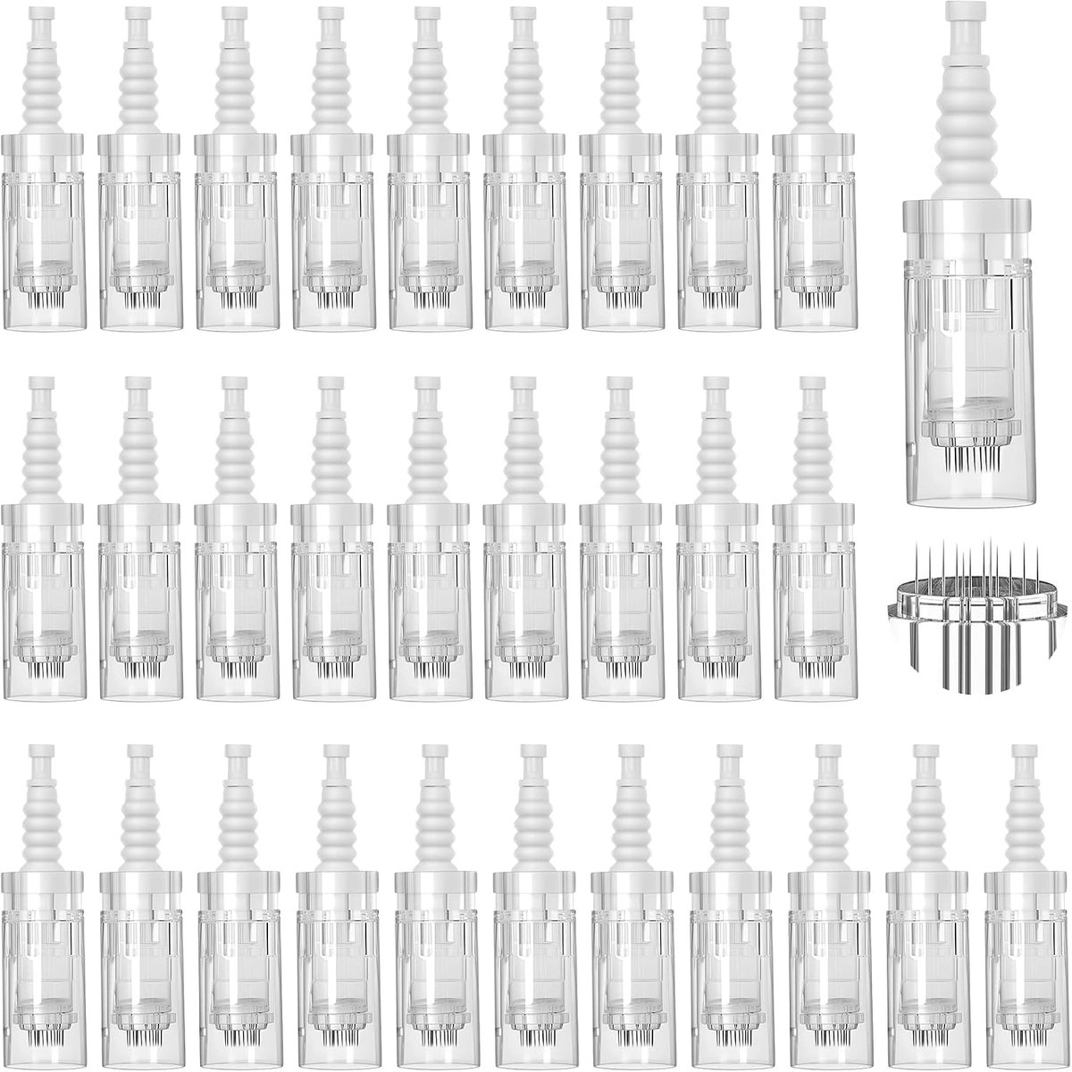 30 stuks microneedling naalden 12 pins microneedling pen vervangende naalden, vervangende derma pen micronaald LURICO vervangende hoofden microneedling apparaat voor huidherstel