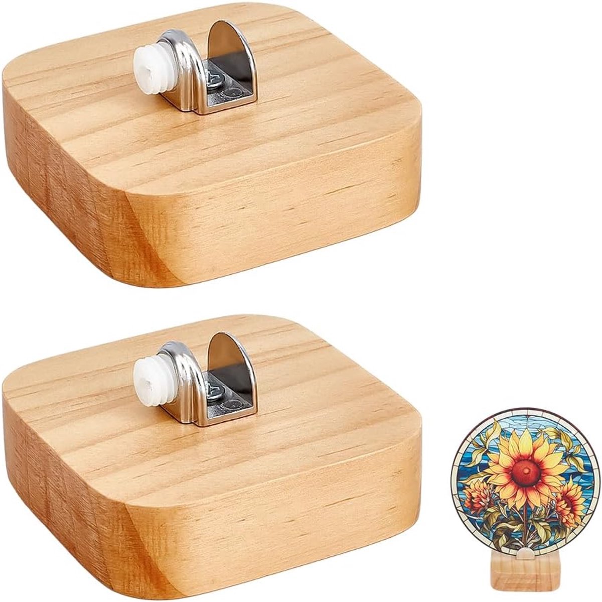 PandaHall Presentatieezel van hout voor glas-in-loodstukken, decoratieve plaathouder van gesmolten glas, rustiek, 7 cm, voor keramische tegels, fotoborden, verzamelobjecten thuis