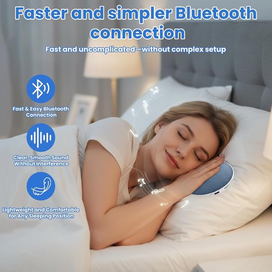 Kussenluidspreker Bluetooth - Slaap speaker - Ontspannen slapen - Ultradun onder kussen - 9.6 cm diameter - Wit — afbeelding 3