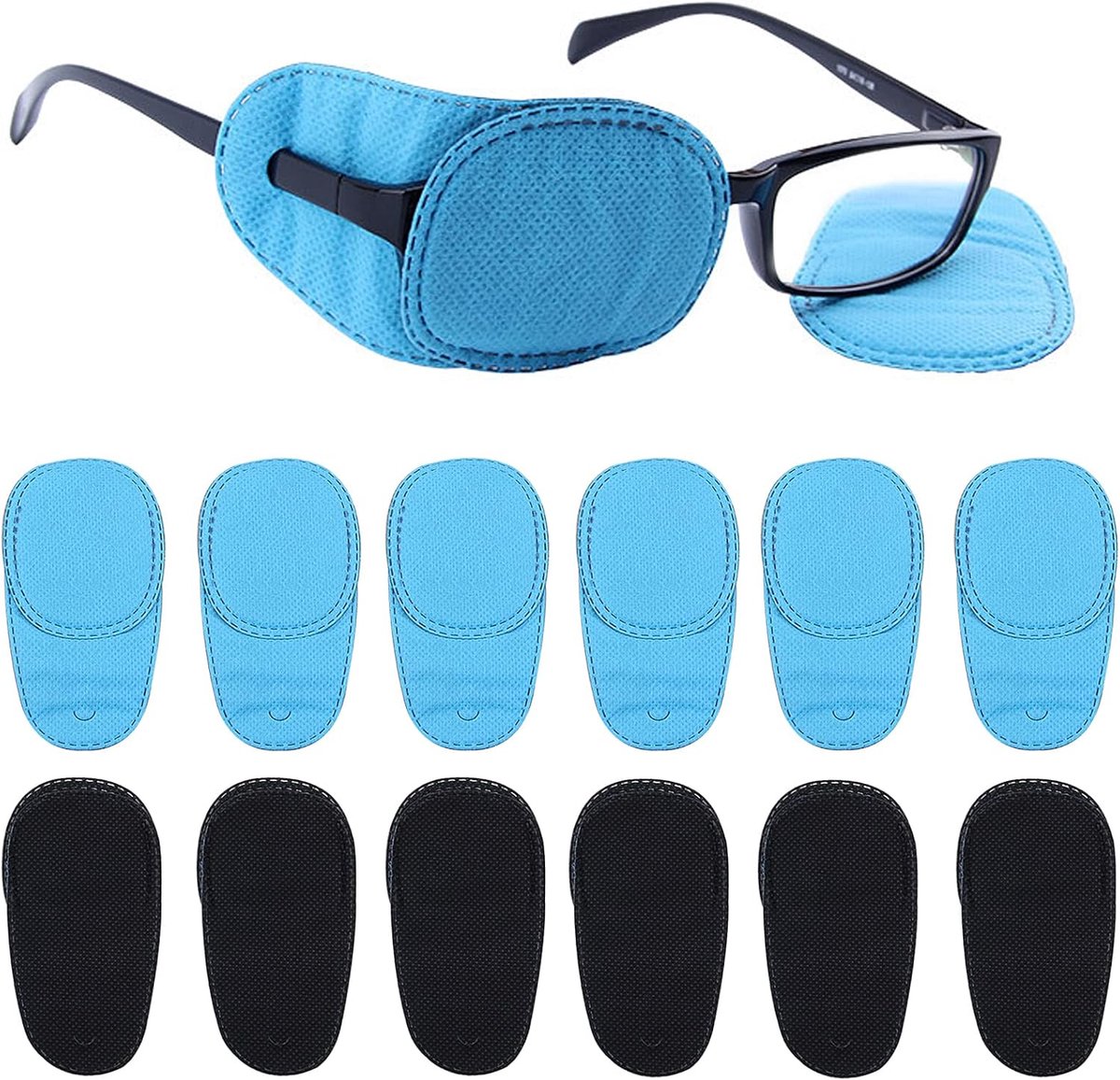 Oogkleppen voor brillen, 12 stuks, vliesstof, amblyopie, oogklep