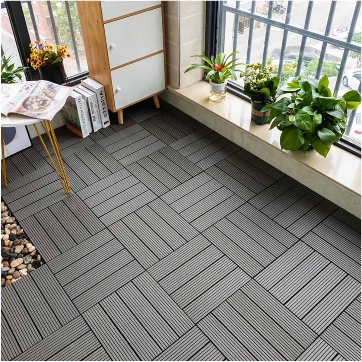 Houten Terrastegels - Balkon Vloer - Buiten Leven - Eenvoudig Kliksysteem - 30 x 30 cm - Houtkleur