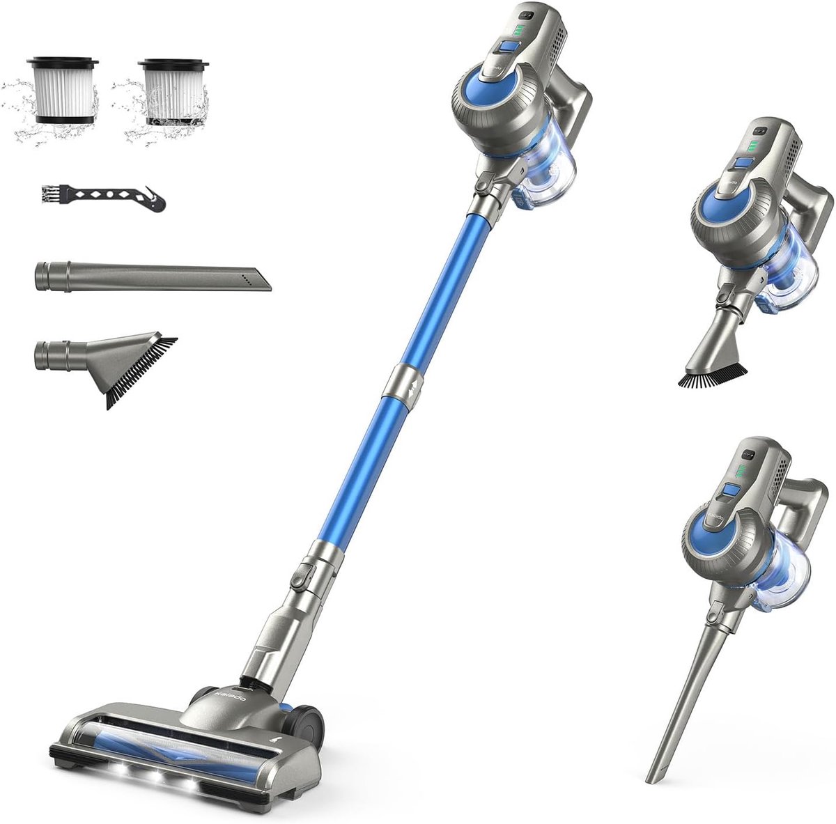 KCV500 accustofzuiger, 23kPa zuigkracht, ultralichte stofzuiger, draadloos, 6-in-1 handstofzuiger, 35 min looptijd, draadloze stofzuiger steelstofzuiger voor dierenharen, tapijt, harde vloeren
