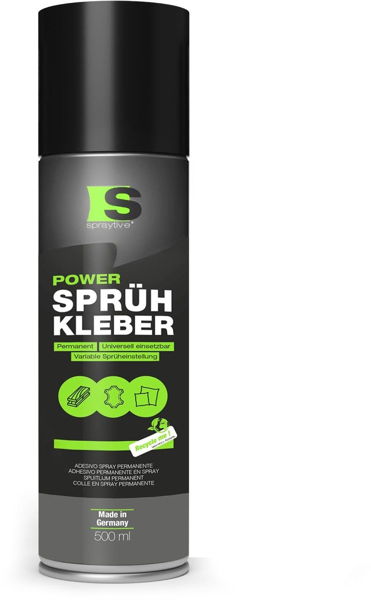 SnelShoppen - 500 ml Power Spray Lijm - Sterke Permanente Hechting voor Textiel, Vilt, Schuim, Leer, Tapijt, Papier - Verstelbare Spraykop voor Precis