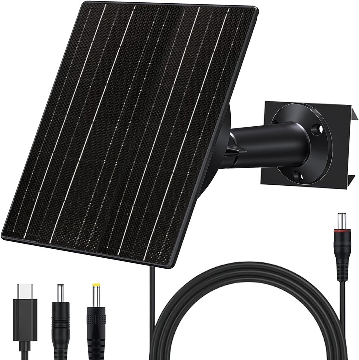 Zonnepaneel met Batterij - Solar Charger Camera - Camera Opladen - Verstelbare Spanning 5V/12V - 10W - Zwart
