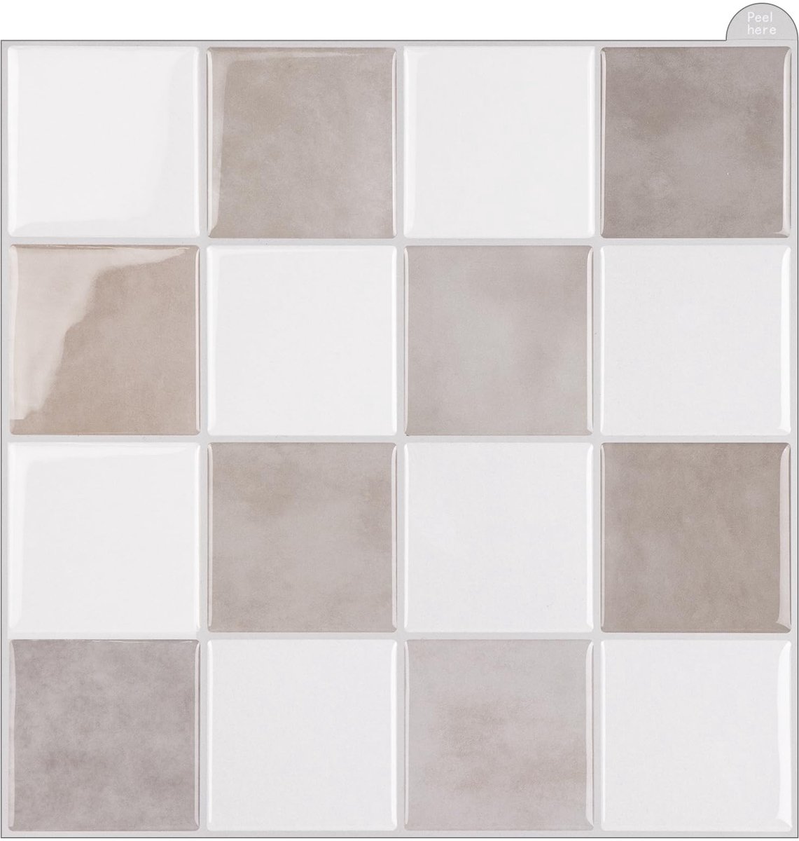 SnelShoppen - Vierkante Plaktegels voor Keuken en Badkamer, 3D Mozaïektegelstickers, 10 Stuks Pel-en-Plak Wandtegels Backsplash, Kaki Transfers Tegels