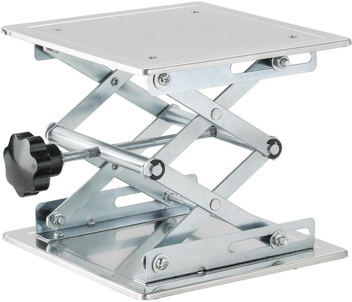 Handmatige hefbrug van roestvrij staal, 300 x 300 mm, voor laboratoria, kleine heftafel met verstelbare hoogte van 90-460 mm en een draagvermogen van 1,5 kg, ideaal voor precisieapparatuur en experimenten.