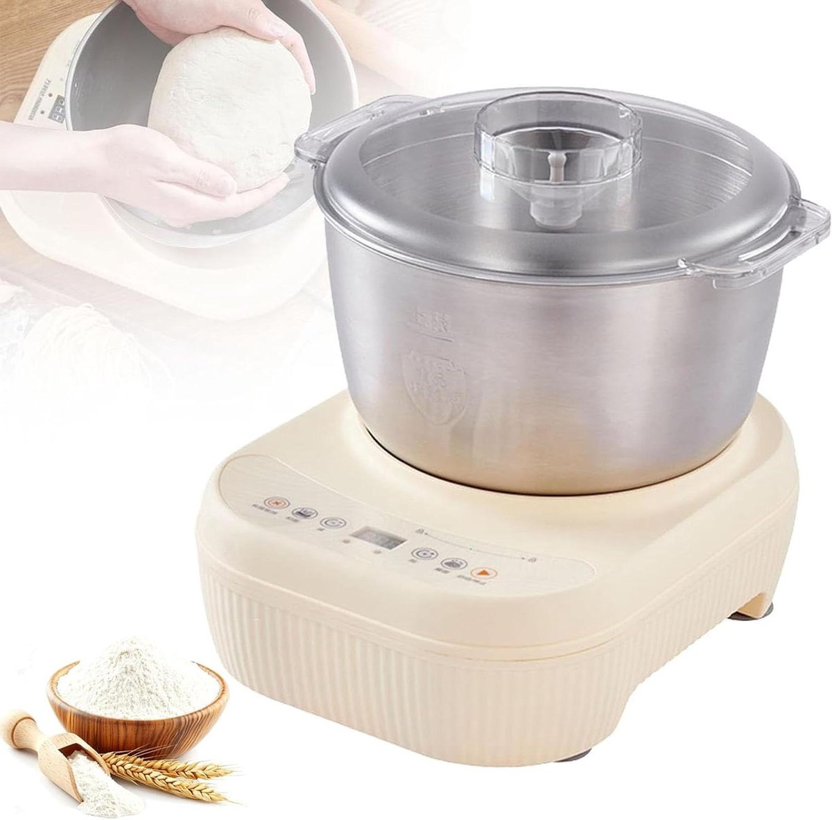 Deegmixer - Kneedmachine Standmixer - Brood Bakken - Constante Gisting - 5L Kom - Wit