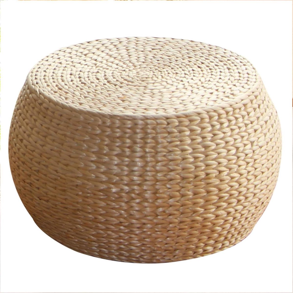 Rotan Poef - Gevlochten Voetenbank - Zitruimte Creëren - Handgemaakt Vakmanschap - 30x42 cm - Natuurlijk