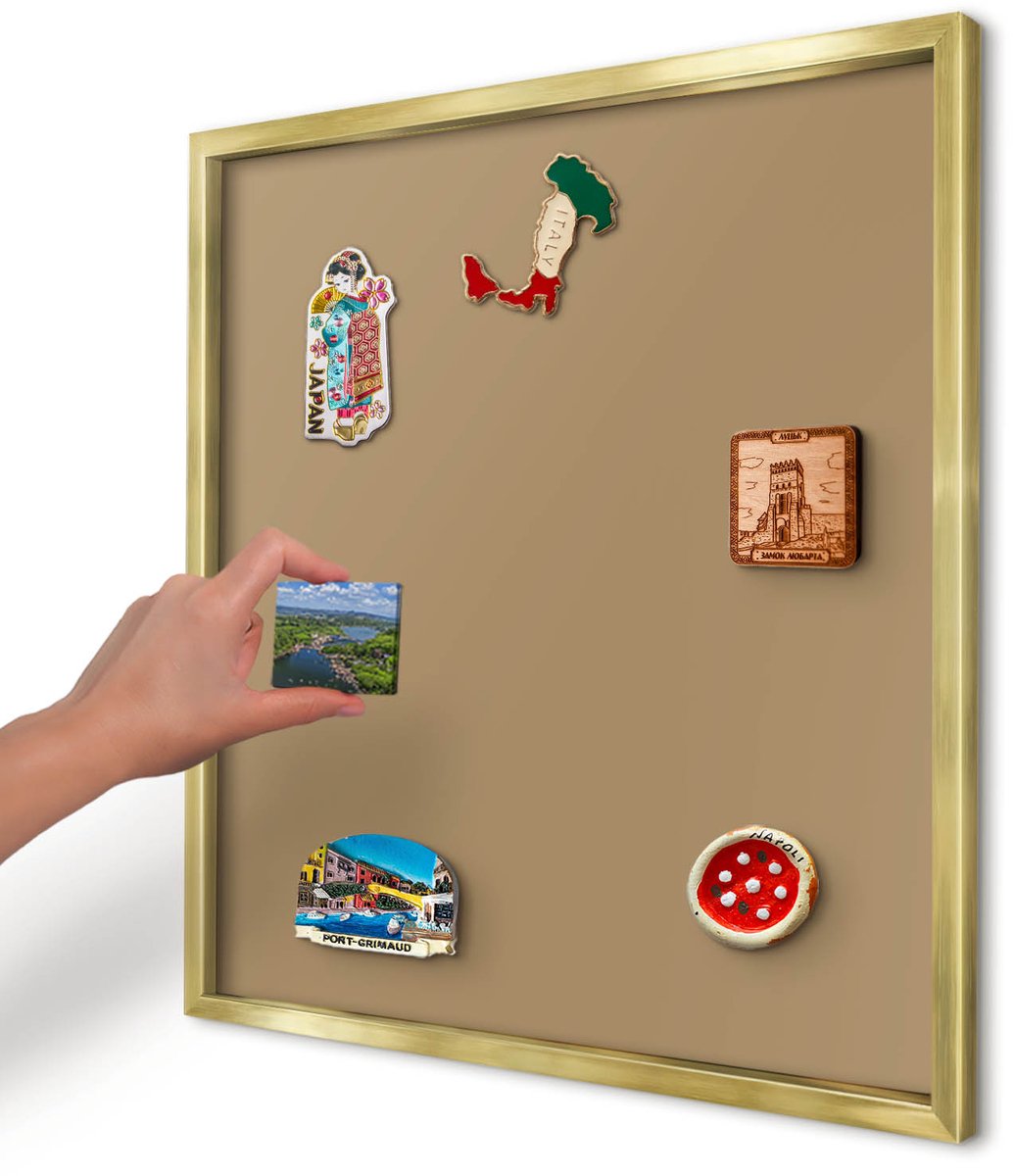 Artprintcave Bruin Magneetbord mit Gouden Frame - 50x50 cm - Bruine Kleur Magnetisch Bord - Minimalist Magneetbord Voor Keuken - Achtergronden En Patronen
