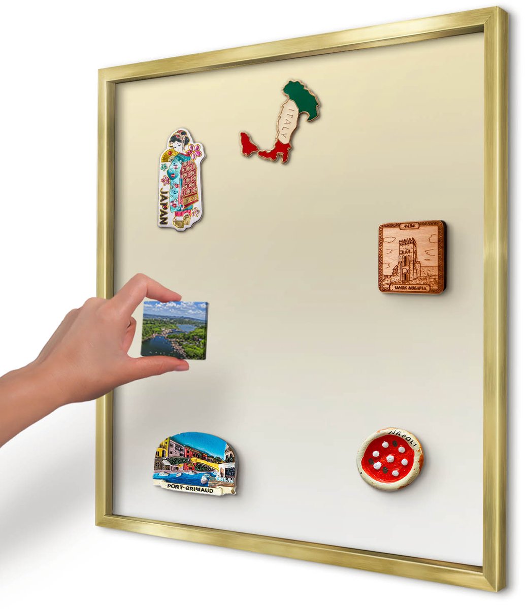 Artprintcave Beige Magneetbord mit Gouden Frame - 50x50 cm - Crèmekleurige Overgang Memobord Keuken - Minimalist Magneetbord Voor Keuken - Achtergronden En Patronen