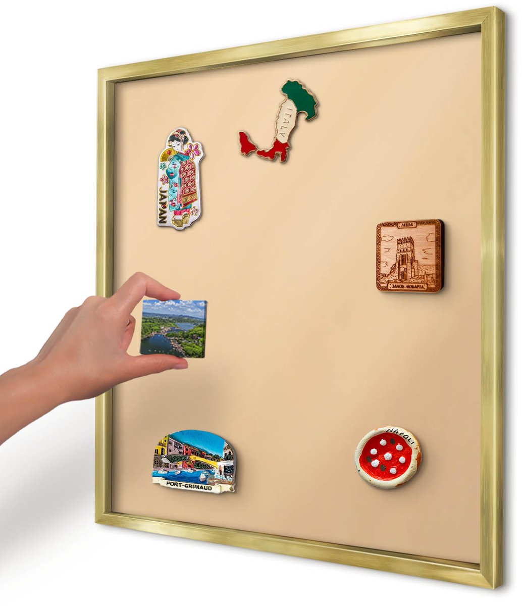 Artprintcave Romig Magneetbord mit Gouden Frame - 50x50 cm - Romige Harmonie Memobord Keuken - Minimalist Wandbord Magnetisch - Achtergronden En Patronen