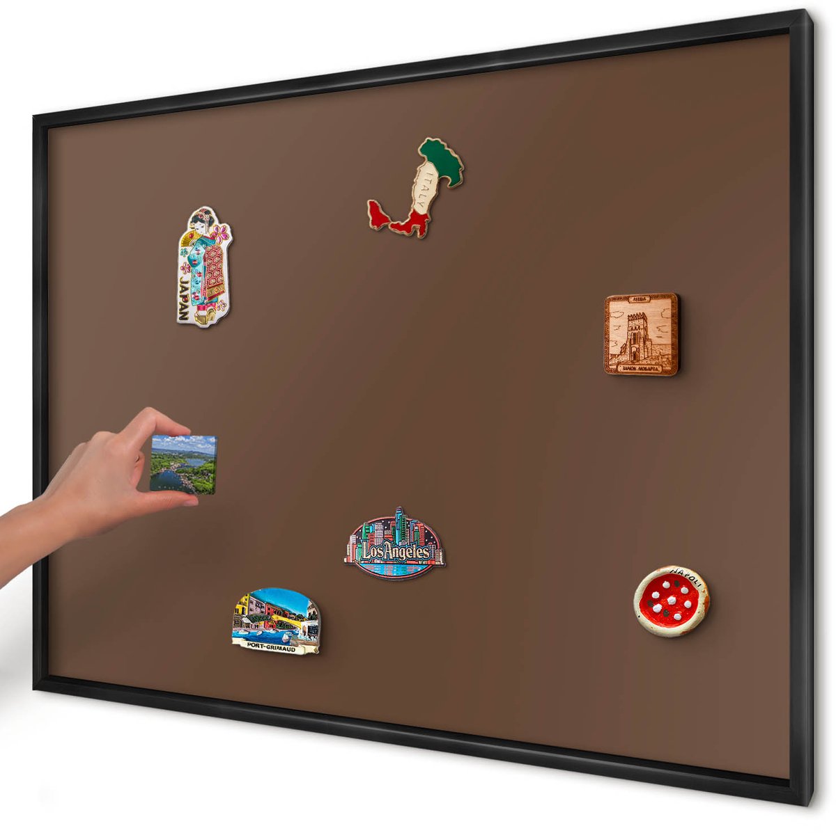 Artprintcave Bruin Magneetbord mit Zwart Frame - 100x70 cm - Kastanjebruin Magneet Bord mit Frame - Minimalist Magneetbord Voor Foto's - Achtergronden En Patronen