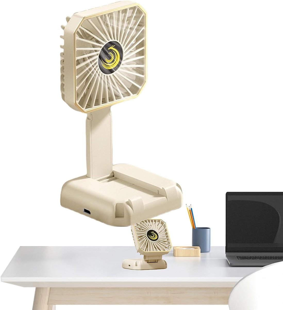 Handzame Ventilator - Persoonlijke Koeler - Draagbare Verfrissing - Opvouwbaar Ontwerp - Compact Formaat - Khaki