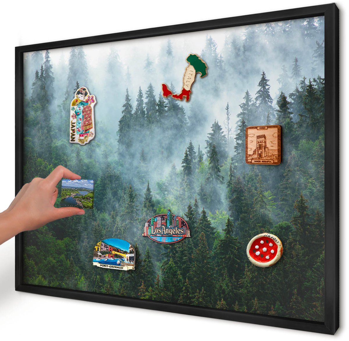 Artprintcave Groente Magneetbord mit Zwart Frame - 70x50 cm - Mysterieus Bos Magneet Bord mit Frame - Fotografisch Magnetisch Bord Voor Magneten - Landschappen