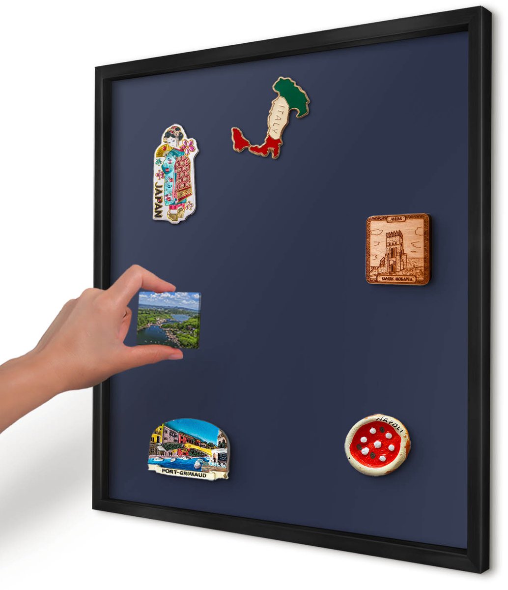 Artprintcave Marine Magneetbord mit Zwart Frame - 50x50 cm - Donker Marineblauw Magneet Bord mit Frame - Minimalist Magnetische Organizer - Achtergronden En Patronen