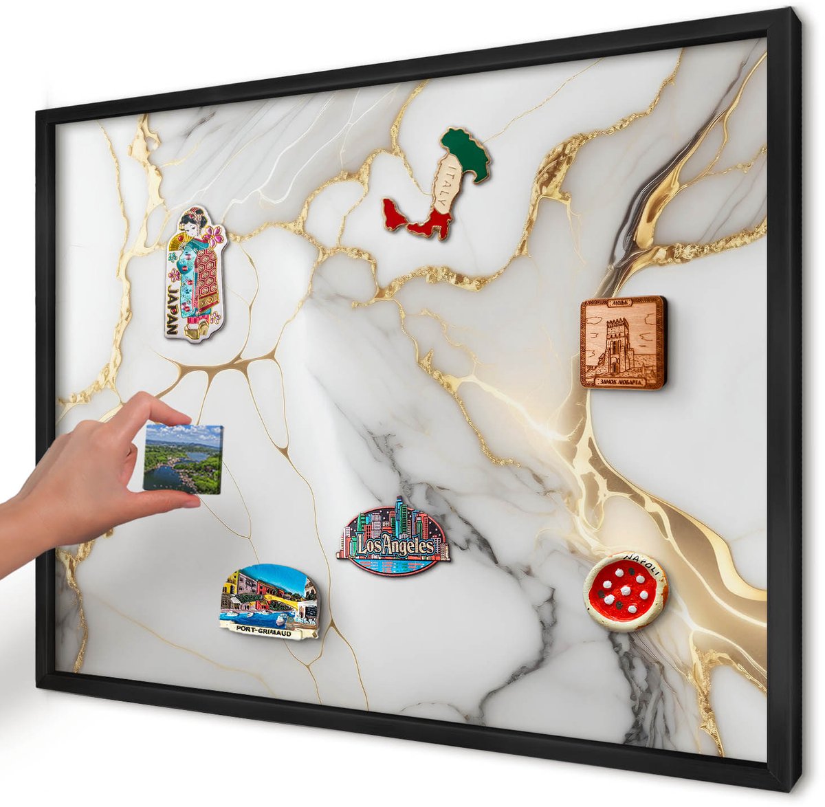 Artprintcave Wit Magneetbord mit Zwart Frame - 70x50 cm - Abstract Marmer Magnetisch Bord Voor Magneten - Abstract Magnetisch Bord - Abstractie
