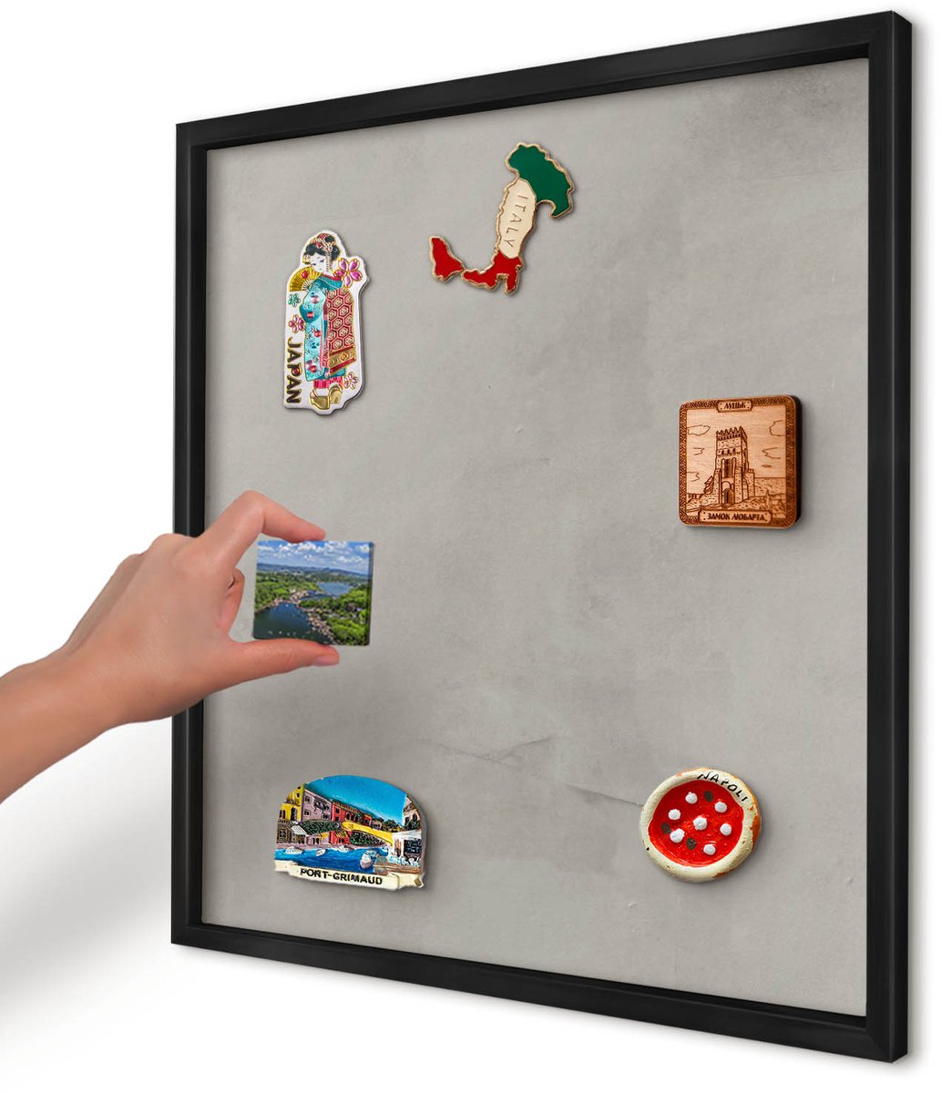 Artprintcave Grijs Magneetbord mit Zwart Frame - 50x50 cm - Grijze Achtergrond Magnetisch Bord Voor Magneten - Minimalist Magnetisch Bord - Achtergronden En Patronen