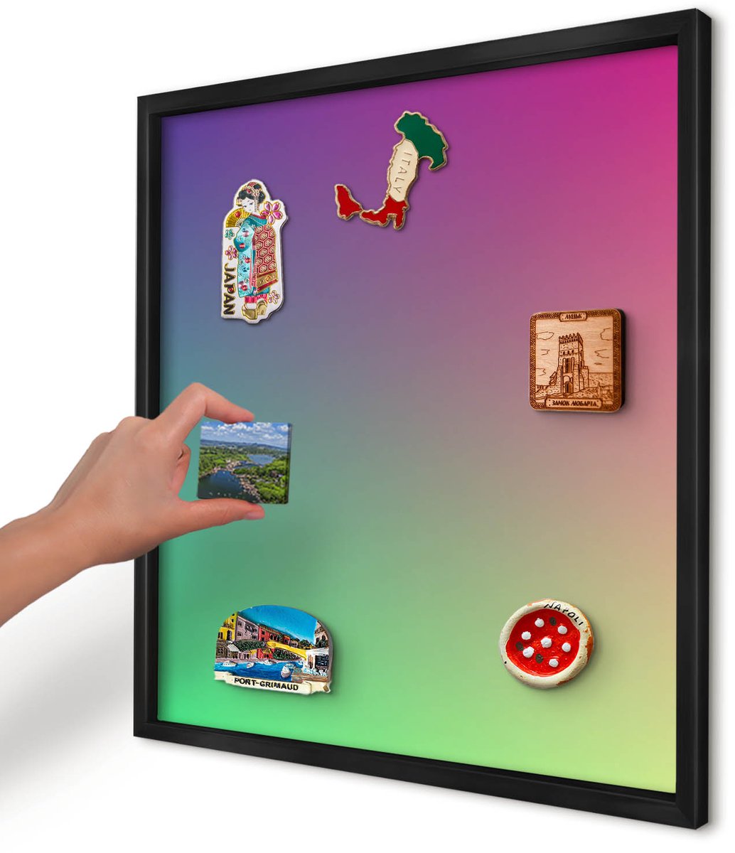 Artprintcave Paars Magneetbord mit Zwart Frame - 50x50 cm - Kleurrijk Verloop Magneetbord Voor Keuken - Abstract Wandbord Magnetisch - Abstractie
