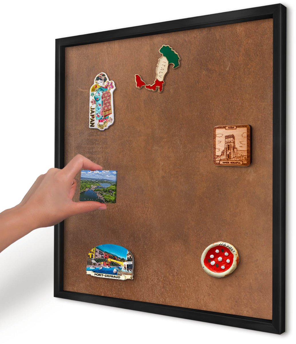 Artprintcave Bruin Magneetbord mit Zwart Frame - 50x50 cm - Bruine Textuur Bord Voor Magneten - Minimalist Magneet Bord mit Frame - Texturen
