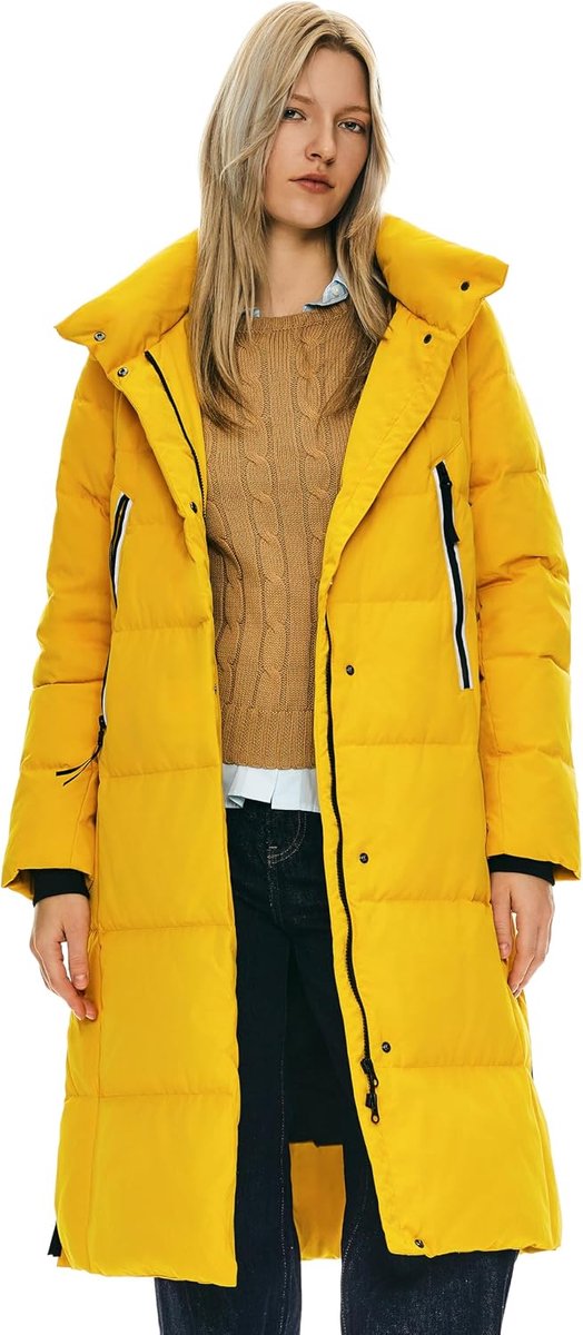 Verdikte lange donsjack voor dames, donsjas, donsjas met capuchon en