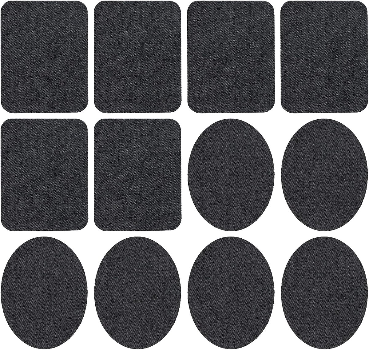 Strijkpleisters, 6 stuks 12,5 cm x 9,5 cm strijkpatches en 6 stuks ovaal 13 cm x 11 cm, voor het repareren van de binnenkant van kinder- en volwassenenjeans en -kleding