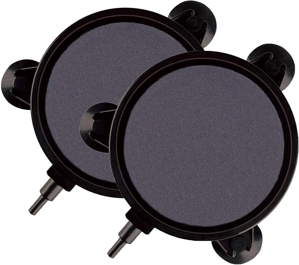 SnelShoppen - 2x SLOCME 4" Aquarium Luchtsteen - Ronde Zuurstofdiffuser met Zuigkappen, Produceert Fijne Bellen voor Aquarium, Hydroponics en Aquatisc