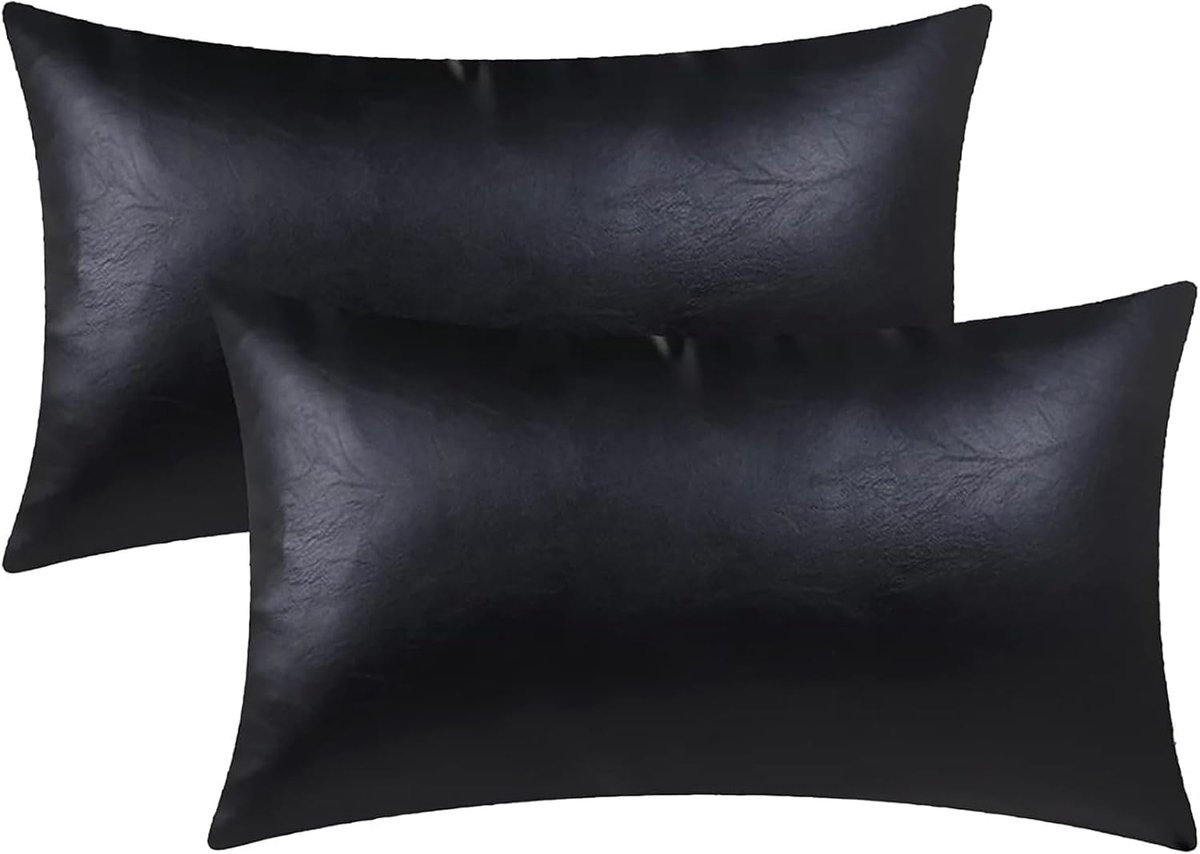 Kussenhoezen 12" x 20" - Faux leer - Handgestikt - Luxe uitstraling voor bank en bed - ShopVlot
