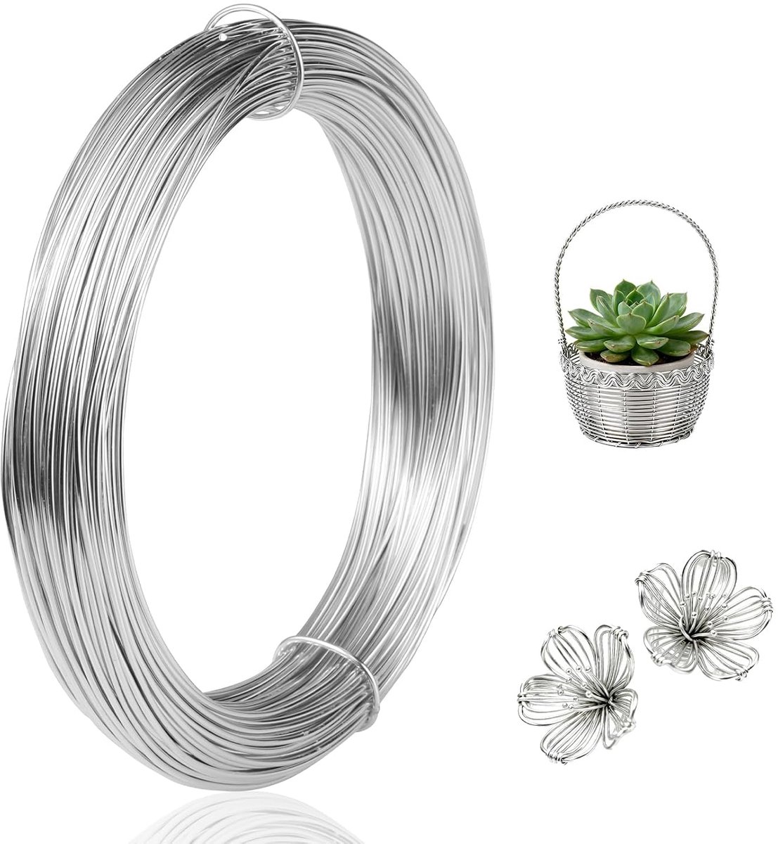 Draad, buigzame zilveren aluminiumdraad voor het knutselen van sieraden, modelleerdraad, doe-het-zelf sculpturen, bonsai-bomen, 3 x 10 m