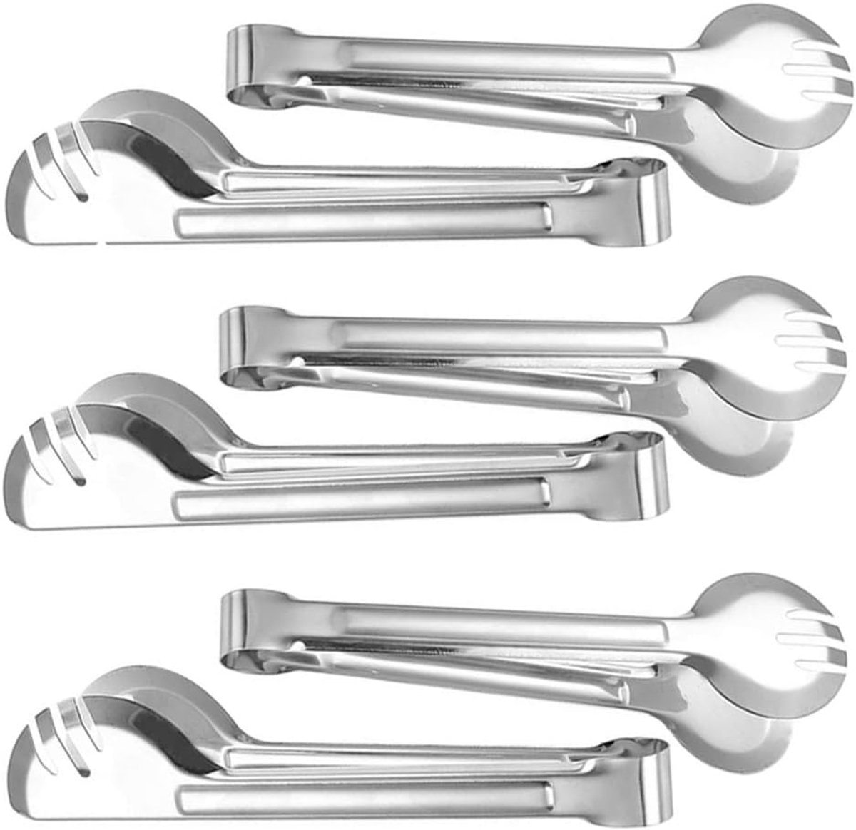 6 stuks roestvrijstalen serveertang, 9 inch food serveertang
