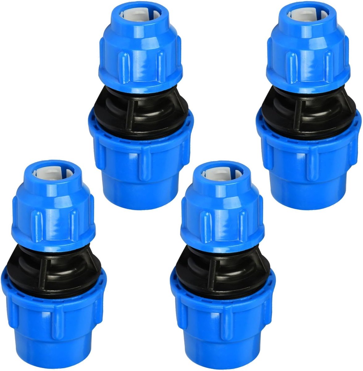 4 stuks rechte verloopverbindingen van 25 tot 20 mm, voor slang, BetterJonny PP-schroefdraad voor PE-schroefdraad, kunststof, adapter, polypropyleen, rechte verbindingsbuis, klem