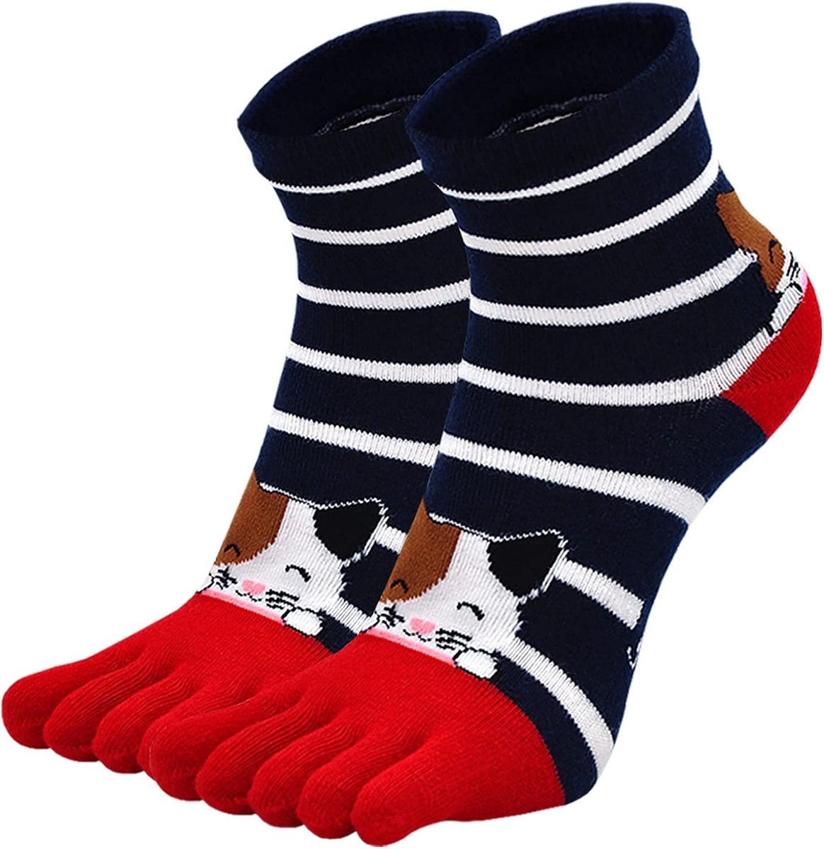 Zehensocken Damen Fünf Finger Socken aus Baumwolle, Damen Sneaker