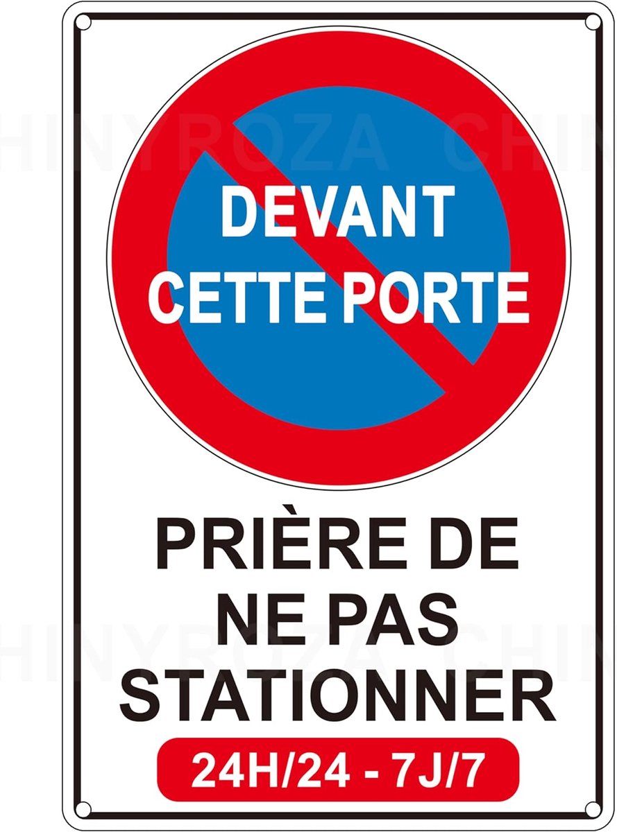 Ne Pas Stationner Devant Cette deuren Aluminium Réfléchissant 30 × 20 cm