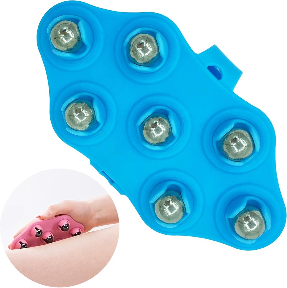 SnelShoppen - Ball Portable Body Massager Rollers, Palmvormige Massagehandschoenen met Stalen Ballen, TPE Materiaal, Verstelbare Handband, Voor Ontspa