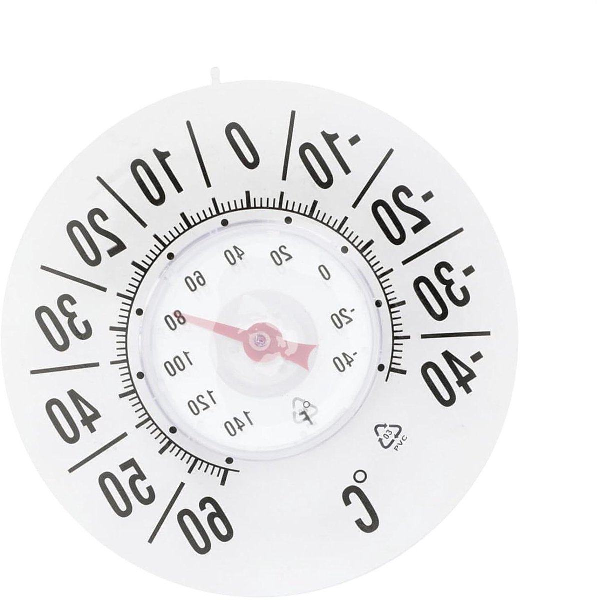 Binnen en Buiten Thermometer - Temperatuurmeter Raam - Temperatuur Monitoren - Draadloze Zuigbevestiging - 18 cm Diameter - Wit