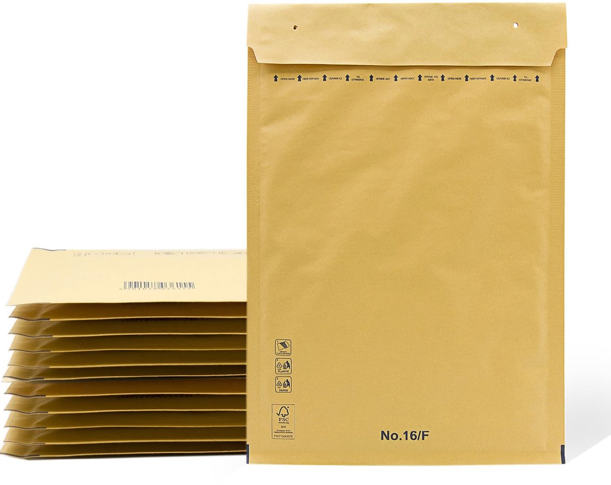 SnelShoppen - Gewatteerde Enveloppen Luchtkussenenveloppen van Kraftpapier 220 x 340 mm - 400 Stuks Zelfklevende Sluiting Verzendzakken voor Kleding