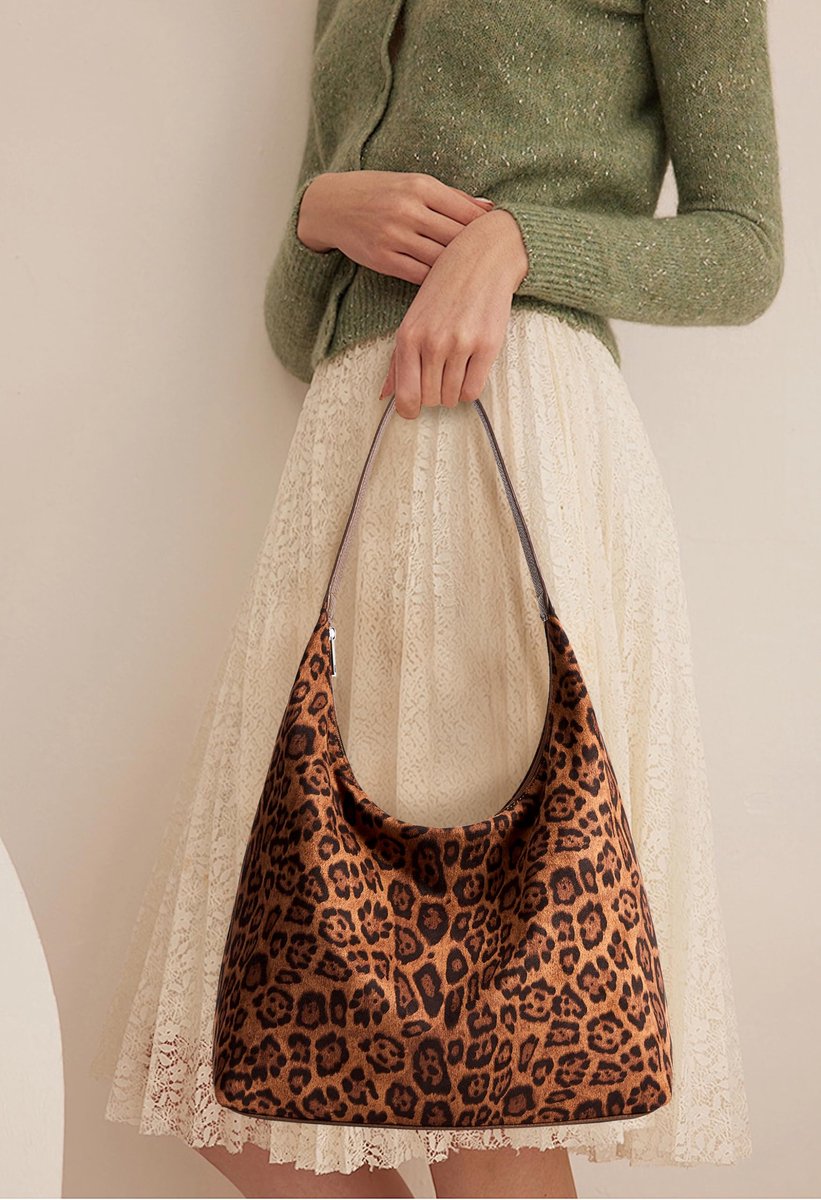SnelShoppen - KALIDI Casual Draagtas Hobo-Model van Veganistisch Leer met Rits - Medium Schoudertas, Weekendtas, Werktas, Reistas voor Dames in Divers