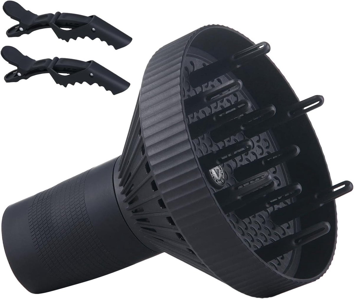Haardiffuser - Krullen Föhn Opzetstuk - Krullen Definiëren - Verbeterd Luchtstroomontwerp - 1.5-2 inch mondstuk - Zwart