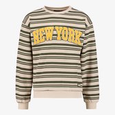 Unsigned gestreepte jongens sweater groen beige - Maat 134/140