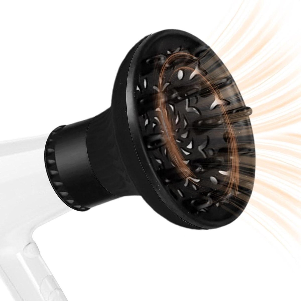 Haardiffuser - Föhn Opzetstuk Krullen - Haar Drogen - Veilig Hittebestendig - 16 cm - Zwart