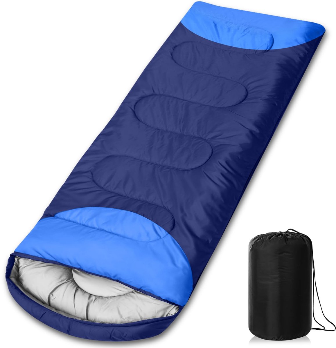 4-Seizoenen Slaapzak - Lichtgewicht en Waterafstotende Camping Slaapzak 210 x 75 cm - Comfortabele Rechthoekige Slaapzak voor Volwassenen en Kinderen - Inclusief Draagtas - Voor Kamperen, Wandelen, Reizen en Outdoor Activiteiten