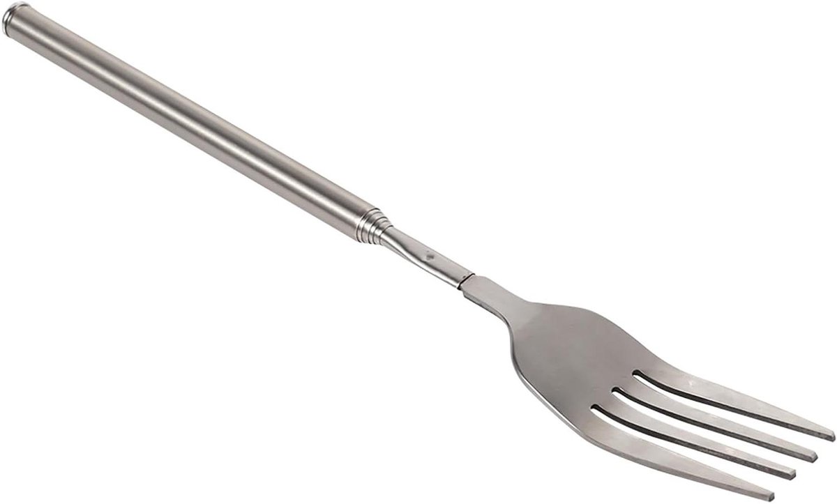 Uitschuifbare Vork - Lange steel vork - Barbecueën en dineren - Verstelbare lengte - 22-65 cm - Zilverkleurig