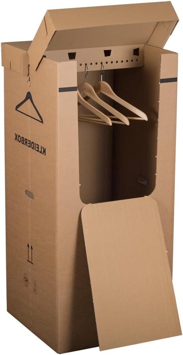 Kledingbox Set - Kledingdoos Karton - Veilig Opbergen - Inclusief Kledingroede - 57x56x125 cm - Bruin